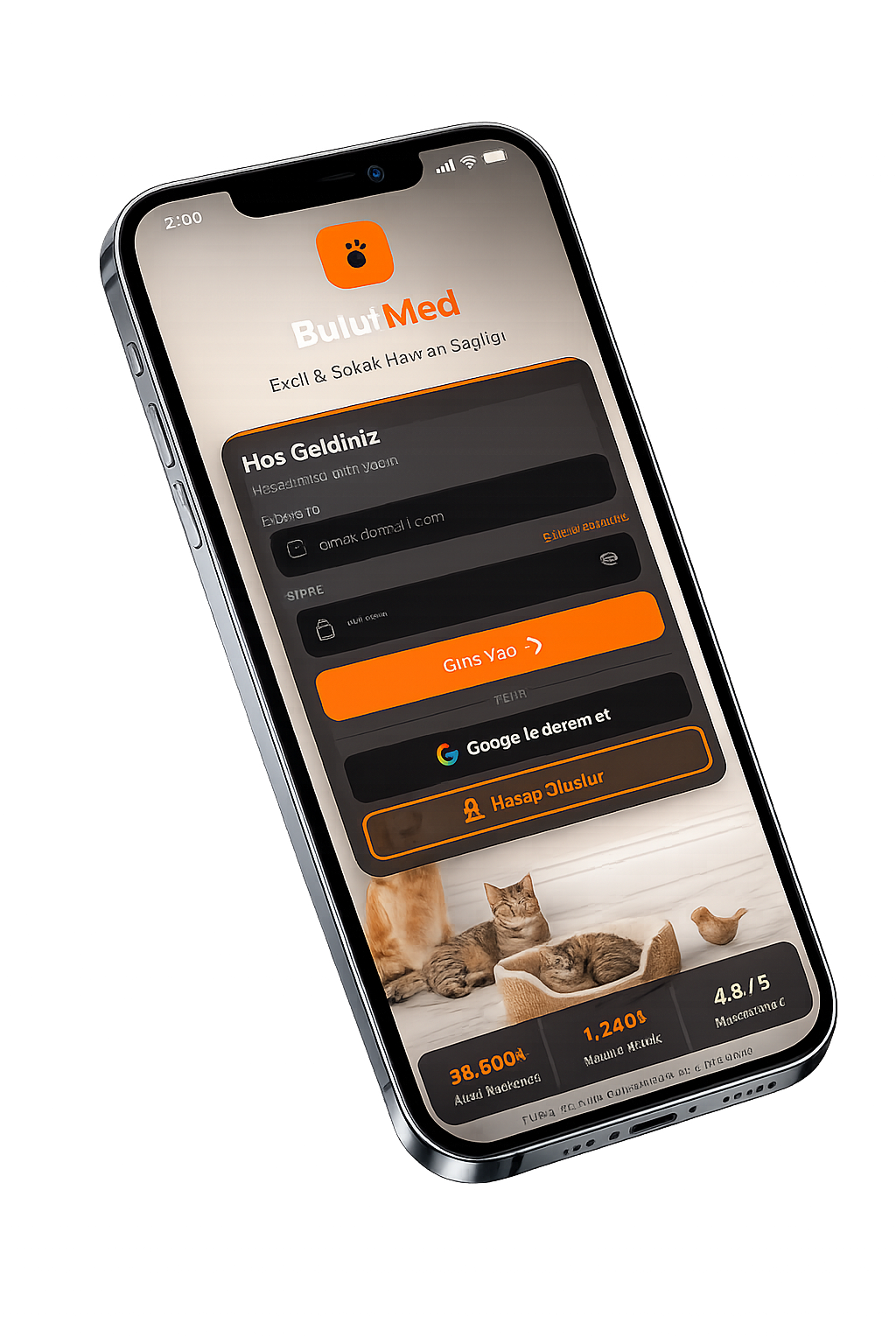 BulutMed mobil uygulama — giriş ekranı